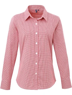 PR 320 Popelínová kostkovaná halenka s dl. rukávem model 22483198 red/white - Premier