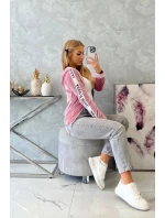 Velurová mikina s kapucí pudrově růžová Velurová mikina s kapucí pudrově růžová