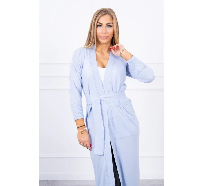 Svetr dlouhý svetr model 18748001 v pase modrý - K-Fashion