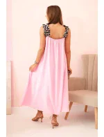 Dámské šaty s ramínky s leopardím potiskem bonbónově růžová Dámské šaty s ramínky s leopardím potiskem bonbónově růžová