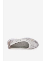 Kožené Ažurové Baleríny model 22027780 Bílé - S.Barski