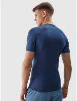 Pánské sportovní tričko slim z recyklovaných materiálů 4F - denim Pánské sportovní tričko slim z recyklovaných materiálů 4F - denim