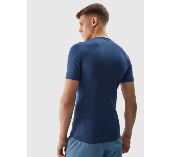 Pánské sportovní tričko slim z recyklovaných materiálů 4F - denim Pánské sportovní tričko slim z recyklovaných materiálů 4F - denim