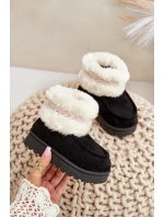 Sněhule Kotníkové Dětské S Kožešinou A Vzorem Černé Melefia