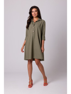 Dámské rozšířené košilové šaty B257 olivové - BEwear