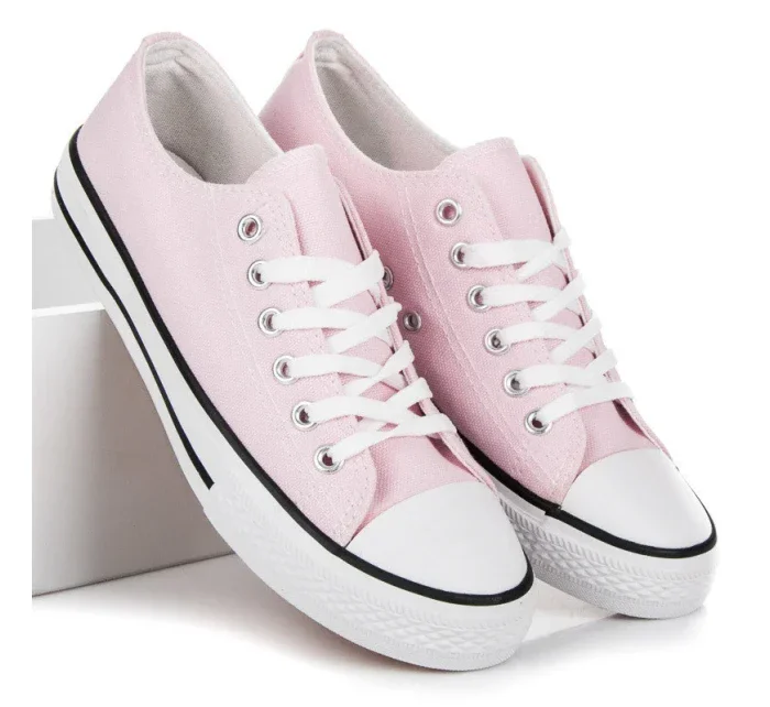 Praktické  tenisky růžové dámské bez podpatku