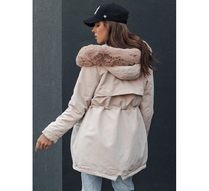 Dámská zimní bunda parka s kapucí SNOWFALL béžová FashionStreet TY4490