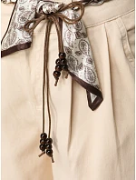 Dámské kalhoty s vysokým pasem a záševky béžové FashionStreet UY2900 Dámské kalhoty s vysokým pasem a záševky béžové FashionStreet UY2900