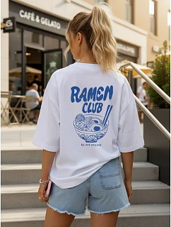 Dámské tričko oversize s potiskem, bílé, FashionStreet NX9506RY