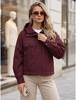 Dámská přechodová bunda s kapucí, vínová, FashionStreet TY5964 Dámská přechodová bunda s kapucí, vínová, FashionStreet TY5964