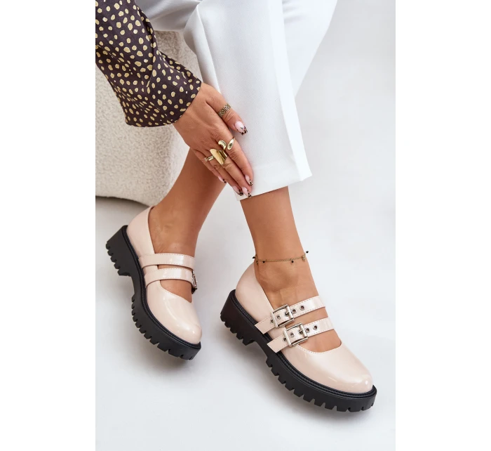 Dámské Lakované Polobotky S Pásky Béžové Terione