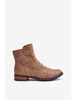 Zateplené dámské boty na plochém podpatku zlaté model 21672463 - Boto Zateplené dámské boty na plochém podpatku zlaté model 21672463 - Boto