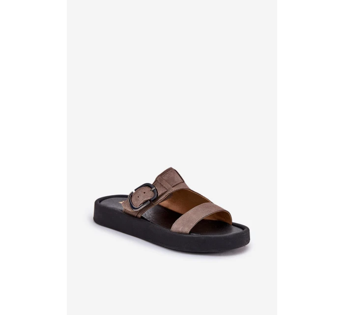 Dámské Semišové Pantofle Na Platformě Hnědé model 21686348 - Zazoo