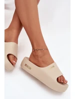 Dámské Pěnové Pantofle Na Masivní Platformě Big Star SS274722 Béžové