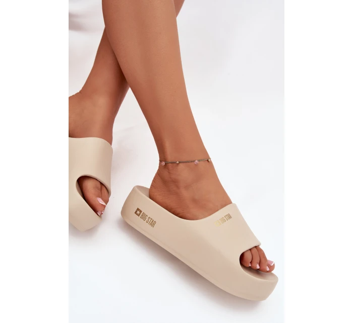 Dámské Pěnové Pantofle Na Masivní Platformě Big Star SS274722 Béžové