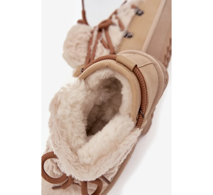 Dětské a mládežnické sněhule s kožešinou D Franklin DFSH370011 Béžové