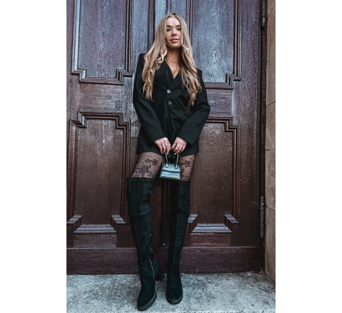Dámské kozačky nad koleno na  semišová černá model 21757635 - Boto