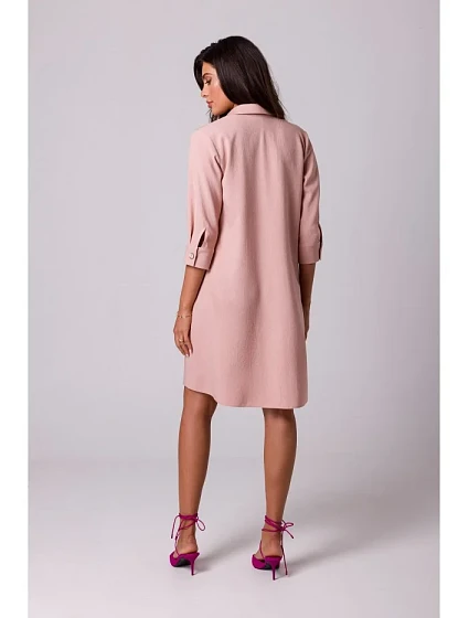 model 18407171 Rozšířené košilové šaty růžové - BeWear