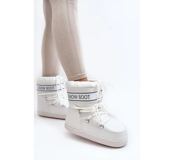 Dámské bílé boty do sněhu se zavazováním model 20039028 - Kesi Dámské bílé boty do sněhu se zavazováním model 20039028 - Kesi