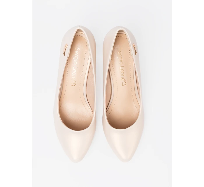 Stylové hnědé  lodičky dámské na širokém podpatku