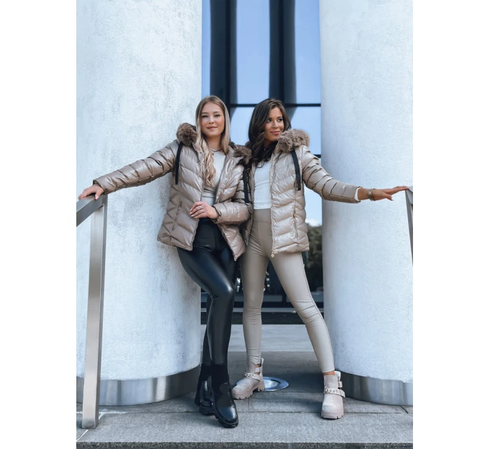 Dámská prošívaná zimní bunda s kapucí MIRIAL béžová FashionStreet TY3770