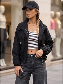 Dámská přechodová bunda typu bomber s stojáčkem, černá, FashionStreet TY6023