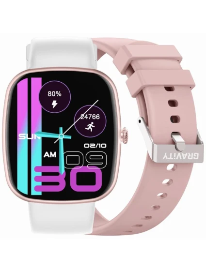 Dámské chytré hodinky GRAVITY GT18-2 Pink Silicone Strap + White Strap Dámské chytré hodinky GRAVITY GT18-2 Pink Silicone Strap + White Strap