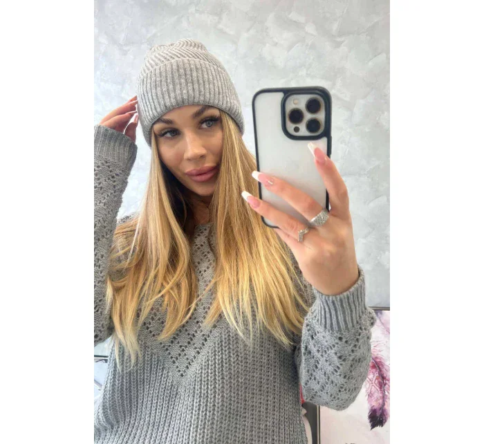 Tenká čepice Oliwia model 18750345 světle šedá - K-Fashion Tenká čepice Oliwia model 18750345 světle šedá - K-Fashion