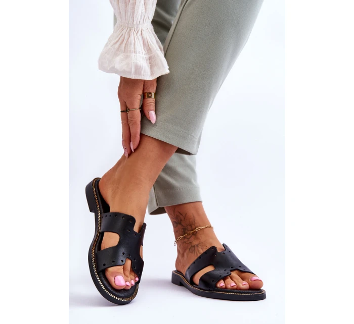 Zazoo 40326 Dámské Žabky S Ozdobnými Výstřihy Černé