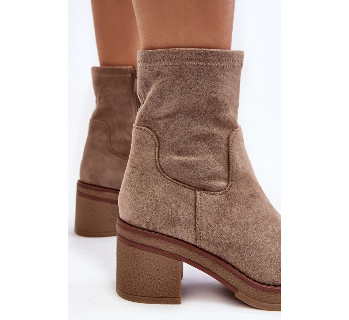 Dámské kotníčkové boty na podpatku béžové Argastis Dámské kotníčkové boty na podpatku béžové Argastis