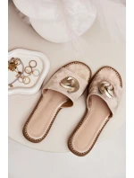 Dámské sandály na plochém podpatku s ozdobným detailem KV51-007 zlaté