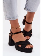 Dámské sandály na podpatku Černé Janelia