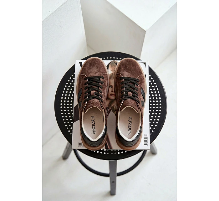 Dámské tenisky model 22069643 na platformě hnědé - VINCEZA