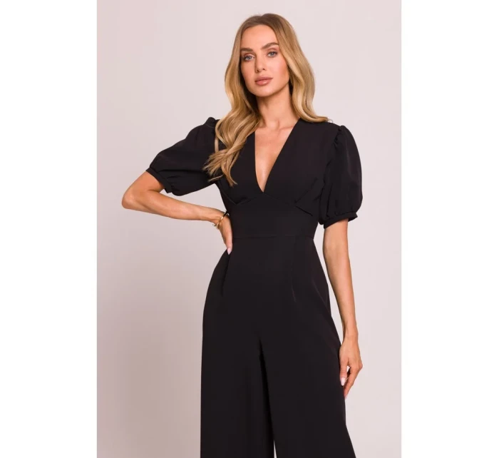 M852 Kombinéza s puff rukávy - černá