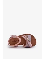 Lesklé dětské sandály na suchý zip, růžová Delphina