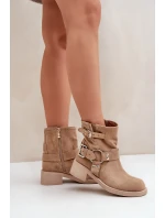 Semišové dámské kotníkové boty na nízkém blokovém podpatku s pásky Zazoo 3644 béžové Semišové dámské kotníkové boty na nízkém blokovém podpatku s pásky Zazoo 3644 béžové