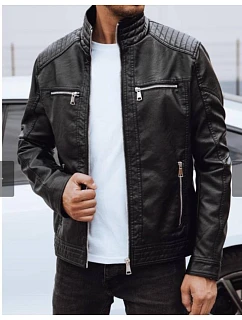 Pánská kožená bunda 11Z8151 černá - FashionStreet