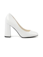 Jedinečné  lodičky dámské bílé na širokém podpatku