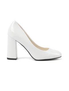 Jedinečné  lodičky dámské bílé na širokém podpatku