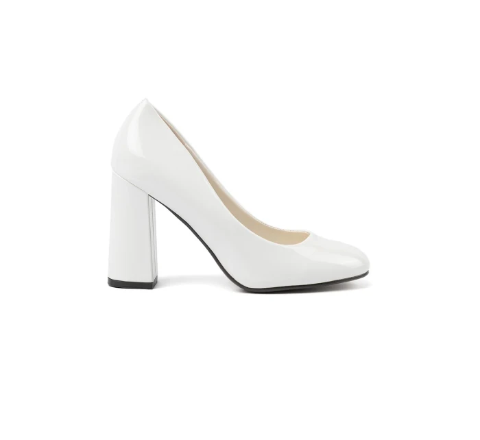 Jedinečné  lodičky dámské bílé na širokém podpatku