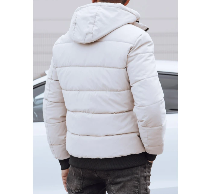 Pánská prošívaná zimní bunda s kapucí bílá FashionStreet TX4843