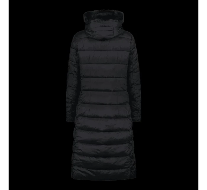 Dámský zimní dlouhý kabát CMP zateplená bunda s kapucí černá (34K0046F/U901)