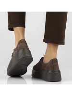 Dámské kožené polobotky na platformě, hnědé, Filippo 6246 Dámské kožené polobotky na platformě, hnědé, Filippo 6246