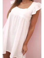 Dámská bavlněná šaty s krátkým rukávem a model 21774747 nařasením malinová - K-Fashion Dámská bavlněná šaty s krátkým rukávem a model 21774747 nařasením malinová - K-Fashion