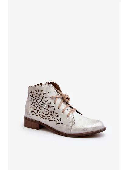 Zazoo 2871 Dámské Botky Šněrovací Stříbrné
