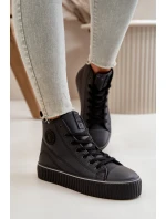 Dámské Zateplené Tenisky Z Eko Kůže Big Star OO274790 Černé Dámské Zateplené Tenisky Z Eko Kůže Big Star OO274790 Černé