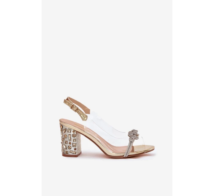 Průhledné Sandály Na Podpatku D&A MR51-705 Zlaté Průhledné Sandály Na Podpatku D&A MR51-705 Zlaté