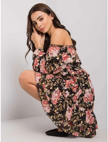 Šaty DHJ SK černá a růžová model 16300525 - FPrice Šaty DHJ SK černá a růžová model 16300525 - FPrice