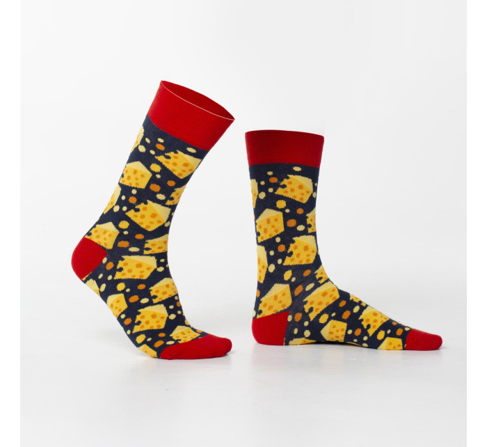 Tmavě modro žluté pánské sýrové ponožky