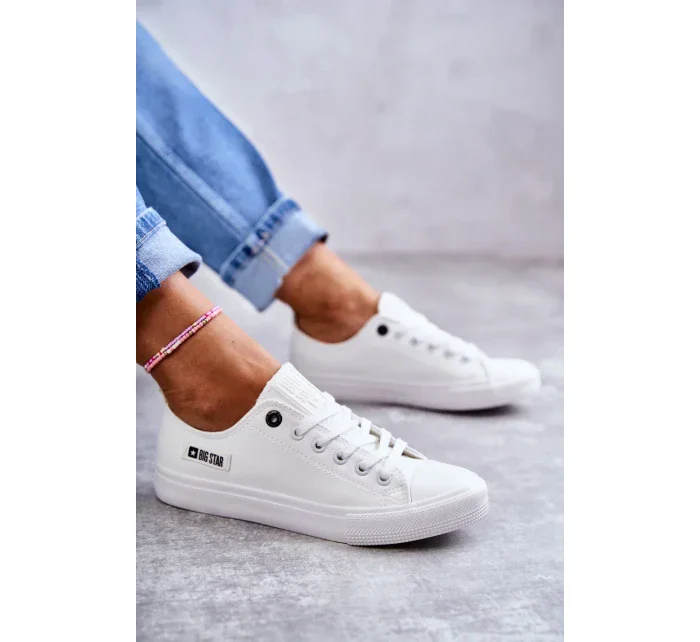 Dámské nízké kožené tenisky Big Star model 19974656 Bílé - Big Star Shoes Dámské nízké kožené tenisky Big Star model 19974656 Bílé - Big Star Shoes